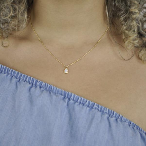 Oval Opal Necklace - - Necklaces - Ofina
