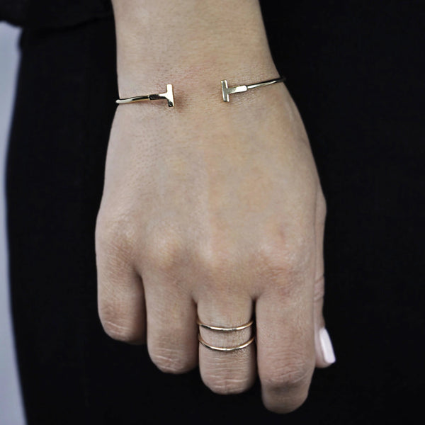 Double Bar Thin Cuff - - Bracelets - Ofina