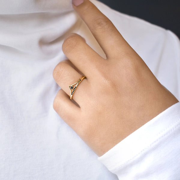 Black CZ Chevron Ring - - Rings - Ofina