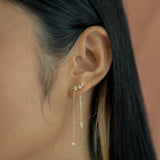 Triple CZ Chain Drop Studs - - Earrings - Ofina