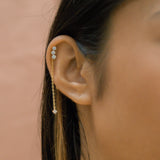 Triple CZ Chain Drop Studs - - Earrings - Ofina