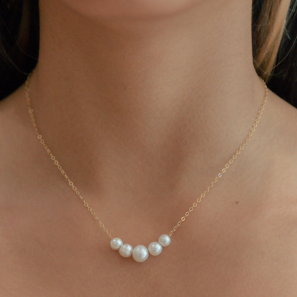 Flowing Pearl Necklace - - Necklaces - Ofina