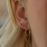10k Solid Gold Huggie Dangle Chain - - Earrings - Ofina