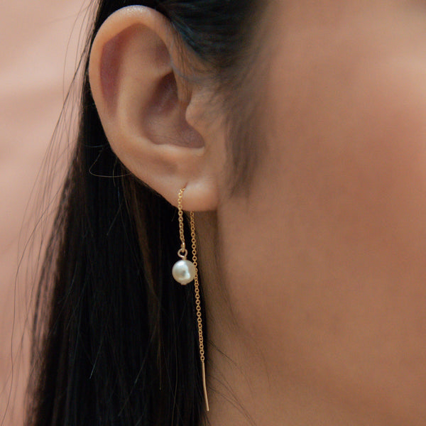 Pearl Ear Threaders - - Earrings - Ofina