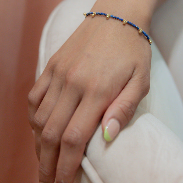 Lapis & Beaded Nugget Bracelet - - Bracelets - Ofina