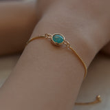 Round Green Resin Adjustable Bracelet - - Bracelets - Ofina