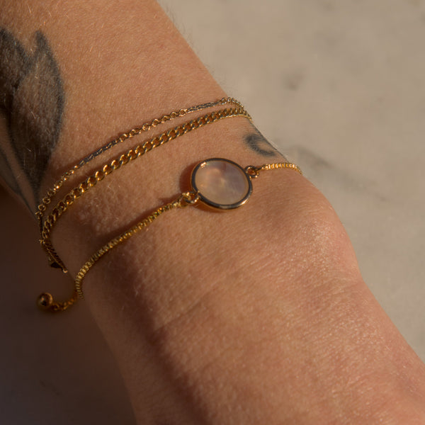 Round Mother of Pearl Adjustable Bracelet - - Bracelets - Ofina