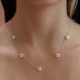 Multi-Daisy Pearl Necklace - - Necklaces - Ofina