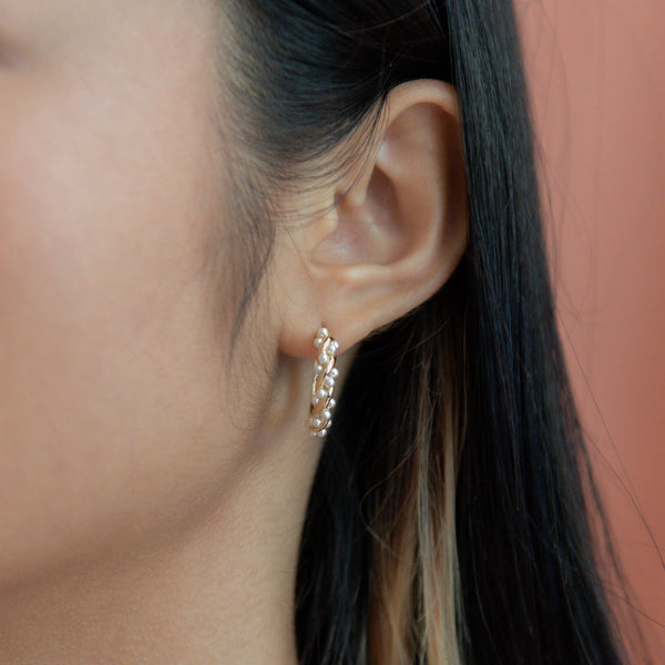Pearl Twist Hoops - - Necklaces - Ofina