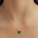 Dark Green Butterfly Necklace - - Necklaces - Ofina