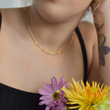 Elongated Oval & Round Link Chain Necklace - - Necklaces - Ofina