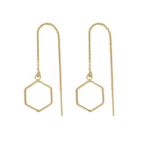 Geometric Ear Threaders (more shapes) - Earrings - Large Hex - Large Hex / Gold - Azil Boutique