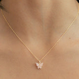 Coral Butterfly Necklace - - Necklaces - Ofina