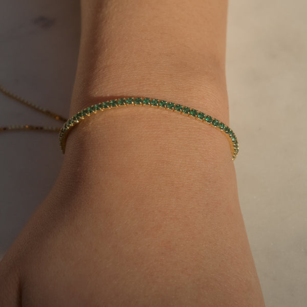 CZ Emerald Green Tennis Bracelet - - Bracelets - Ofina