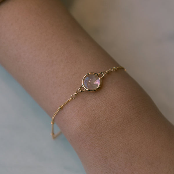 Round Mother of Pearl Ball Chain Bracelet - - Bracelets - Ofina