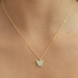Light Green Butterfly Necklace - - Necklaces - Ofina
