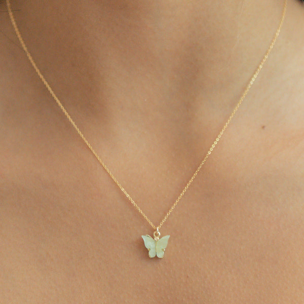 Light Green Butterfly Necklace - - Necklaces - Ofina