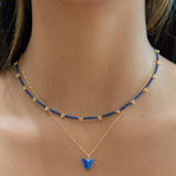 Lapis & Beaded Nugget Necklace - - Necklaces - Ofina