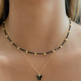 Black Onyx & Beaded Nugget Necklace - - Necklaces - Ofina