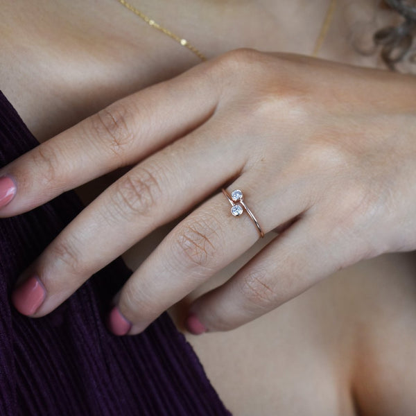 Double CZ Adjustable Ring - - Rings - Ofina