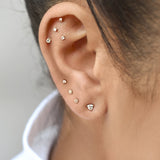 SALE - 10k Solid Gold CZ Trillion Studs - - Earrings - Ofina