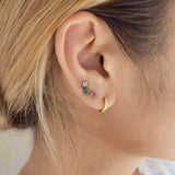10K Solid Gold CZ Colorful Crawler Studs - - Earrings - Ofina