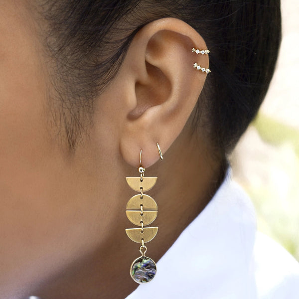 Half Moon Drop Abalone Stone Earrings - - Earrings - Ofina
