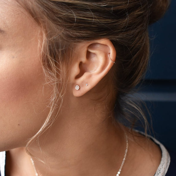 Diamonds Pave Stud Earrings - - Earrings - Ofina