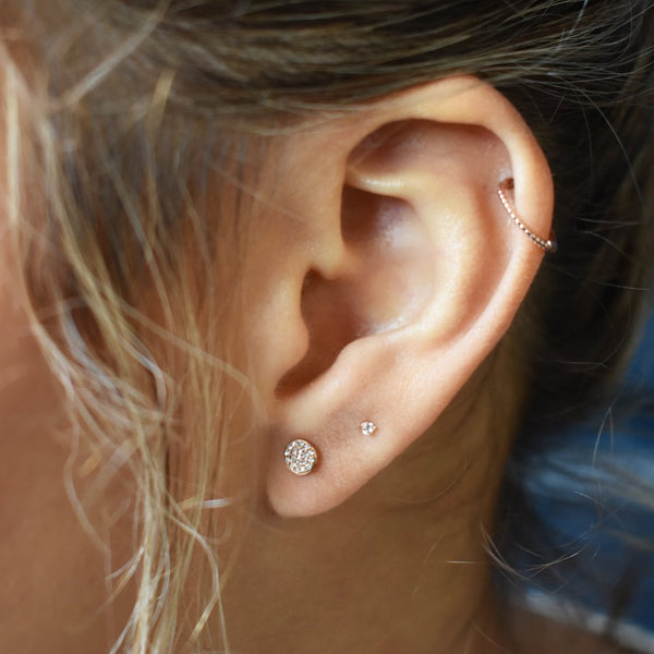 Diamonds Pave Stud Earrings - - Earrings - Ofina