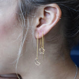 Star / Moon Ear Threaders - - Earrings - Ofina