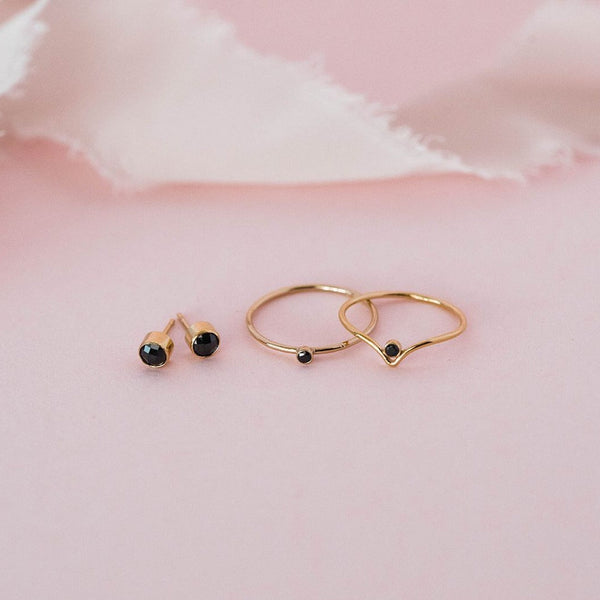 Black CZ Chevron Ring - - Rings - Ofina