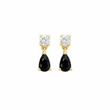 CZ Black / Clear Dangle Teardrop Studs - - Earrings - Ofina