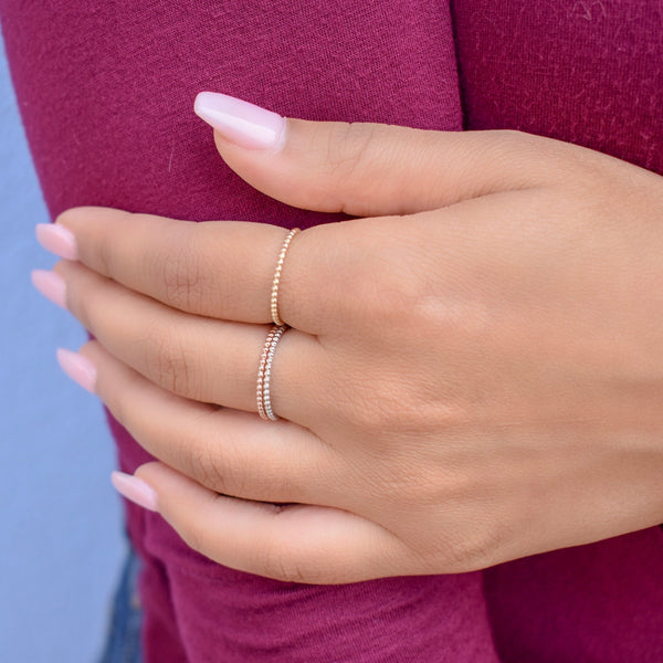 10k Solid Gold Beaded Ring - - Rings - Ofina