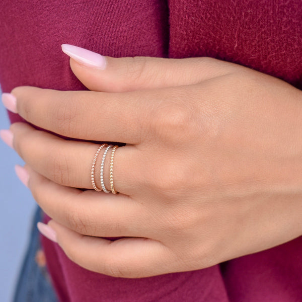 10k Solid Gold Beaded Ring - - Rings - Ofina