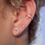10k Solid Gold Tri-CZ Studs - - Earrings - Ofina