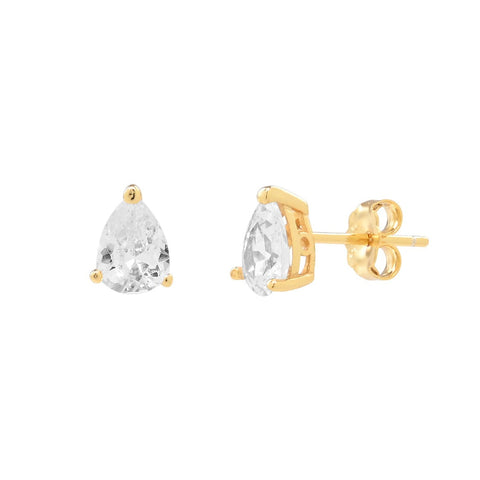 Large CZ Teardrop Studs - - Earrings - Ofina