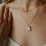 Moonstone Emerald Necklace - - Necklaces - Ofina
