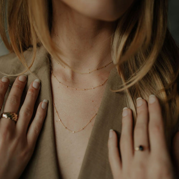 2-Tone Ball Chain Long Necklace - - Necklaces - Ofina