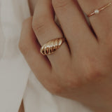 10k Solid Gold Croissant Dome Ring - - Rings - Ofina