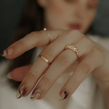 10k Solid Gold Croissant Dome Ring - - Rings - Ofina