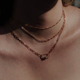 Elongated Oval Link Textured Carabiner Necklace - - Necklaces - Ofina