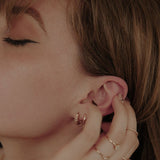 10k Solid Gold Croissant Huggies - - Earrings - Ofina