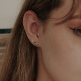 10k Solid Gold Black CZ Eye Studs - - Earrings - Ofina