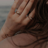 10k Solid Gold Croissant Dome Ring - - Rings - Ofina