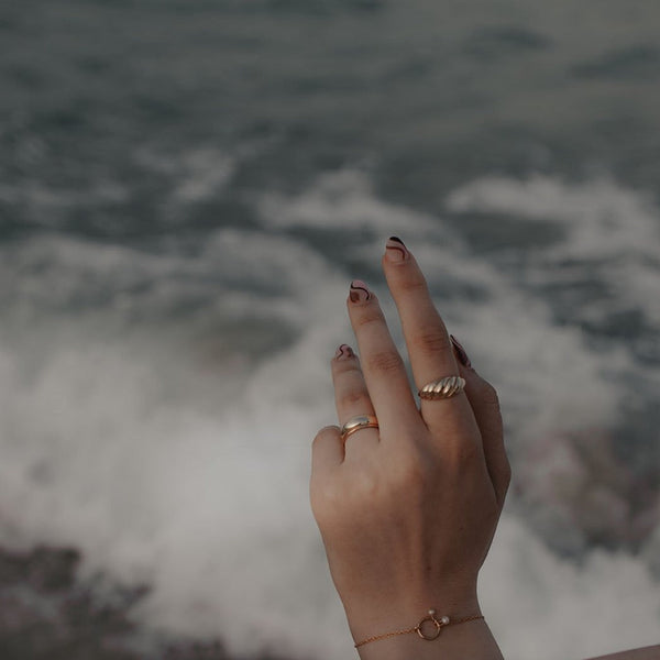 10k Solid Gold Croissant Dome Ring - - Rings - Ofina