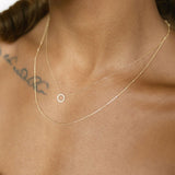 14k Solid Gold CZ Circle Cutout Necklace - - Necklaces - Ofina