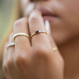 10k Solid Gold Black Horizontal Baguette Ring - - Rings - Ofina