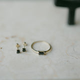 10k Solid Gold Black CZ Square Studs - - Earrings - Ofina
