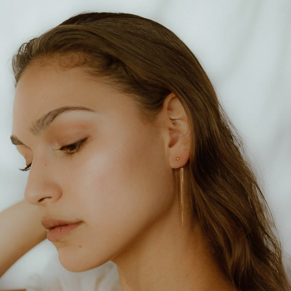 Box Chain Sphere Studs - - Earrings - Ofina