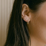 10k Solid Gold Tiny Round/Teardrop CZ Studs - - Earrings - Ofina